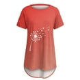 thumbnail image 4 of Wycnly Womens Shirts Round Neck Short Sleeve Butterfly Dandelion Print Summer Cute Tops Ladies Breathable Comfy Fashion Gradient Pullover Tunic Blouses Red s Clearance Under $5, 4 of 4