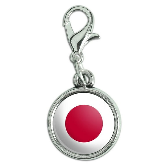 Japan National Country Flag Antiqued Bracelet Pendant Zipper Pull Charm with Lobster Clasp