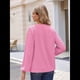 thumbnail image 5 of Blusas de Larga para Mujer, Cuello en V, Mangas Farol, Elegantes, Informales, de Punto Acanalado, Corte Holgado, Otoño 2025 Rosa L, 5 of 8