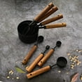thumbnail image 5 of 8 pieces Black Measuring Cups Set and Measuring Spoons Set with Scale, Wooden Handle Stainless Steel Dry & Liquid Measuring Cup for Cooking Baking, 5 of 9