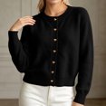 thumbnail image 7 of Smupbvky Womens Cropped Cardigan Sweater Heart Button down Knitted Tops Winter Cuffed Long Sleeve Trendy Jacket (Free Size, Black), 7 of 7