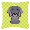 thumbnail image 3 of Caroline's Treasures BB1169PW1818 Checkerboard Blue Weimaraner Canvas Fabric Decorative Pillow , 18H x18W, multicolor, 3 of 3