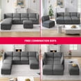 thumbnail image 5 of BALUS U shaped Sofa with Movable Storage Ottomans, 7-Seats Modular Sectional Sofa for Living Room, Dark Grey, 5 of 7
