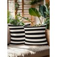 thumbnail image 2 of Outdoor Pillows Waterproof, Black Striped Bedding Throw Pillows with Insert for Couch Sofa Bed, Farmhouse Country Minimalist Cream Stripes 18x18 Inch Pillowcases Decorative Patio Pillow Set of 2, 2 of 8