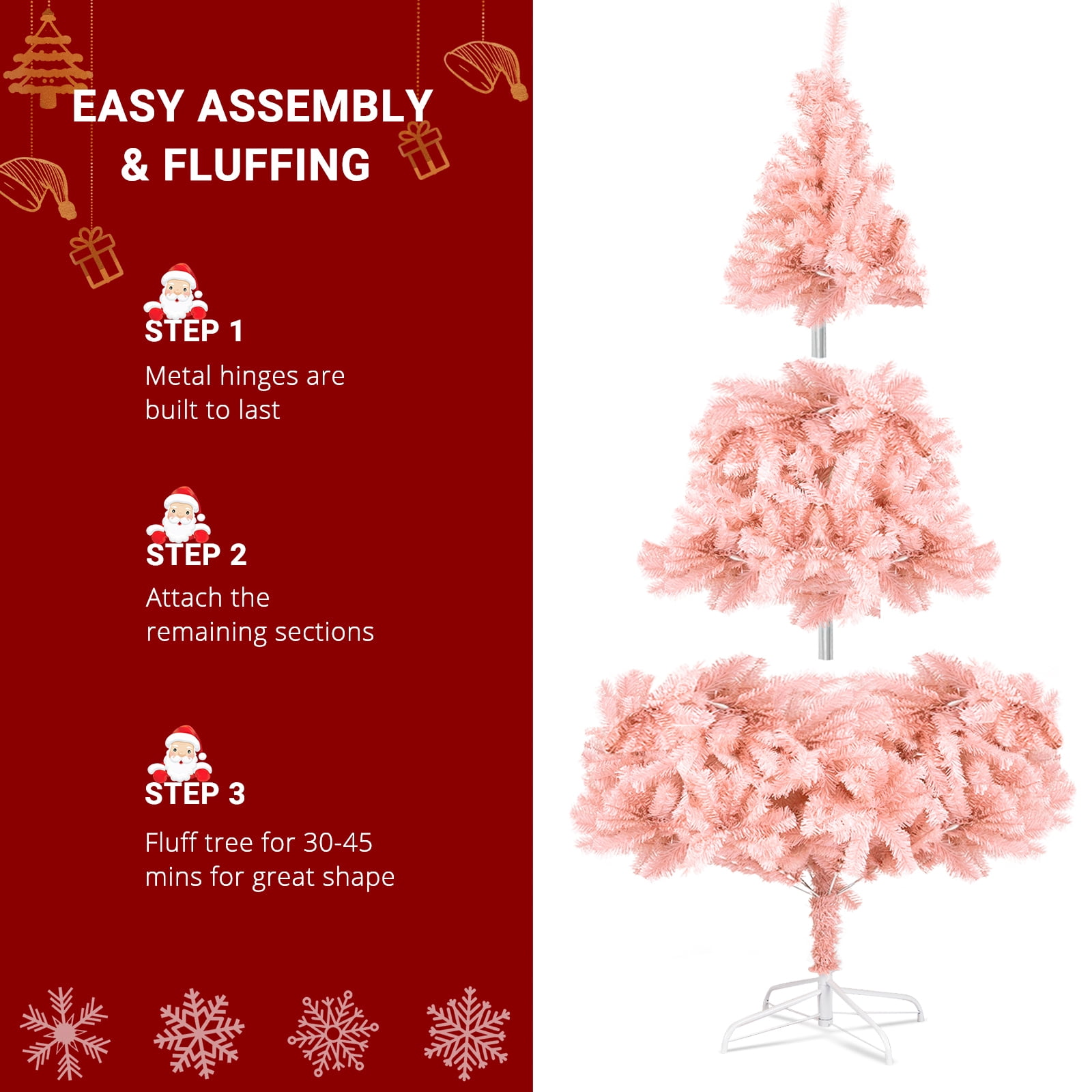 Astoutdoor 7 ft Pink Christmas Tree with 1400 PVC Branch Tips and Iron Stand