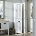 thumbnail image 3 of Tcbosik Tall Bathroom Cabinet with Removable Cloth Bag, Tilt Out Laundry Hamper Cabinet with Drawer and Door, Hidden Laundry Hamper Organizer with Shelves for Small Space, White, 3 of 10