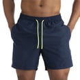 thumbnail image 3 of Mens Swim Trunks Men's Casual Color Beach Shorts Multi-Pocket Outdoor Swim Trunks with Drawstring Elastic Waist Quick-Dry 4 Inch Length Summer Pants for Vacation Travel Navy 2XL, 3 of 6