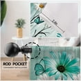 thumbnail image 5 of Teal Floral Curtains 42W X 63L Inch 2 Panels Rod Pocket Rustic Farmhouse Flower Turquoise Wooden Retro Country Vintage Daisy Window Drapes Treatment Butterfly Living Room Bedroom Bathroom Curtains, 5 of 6