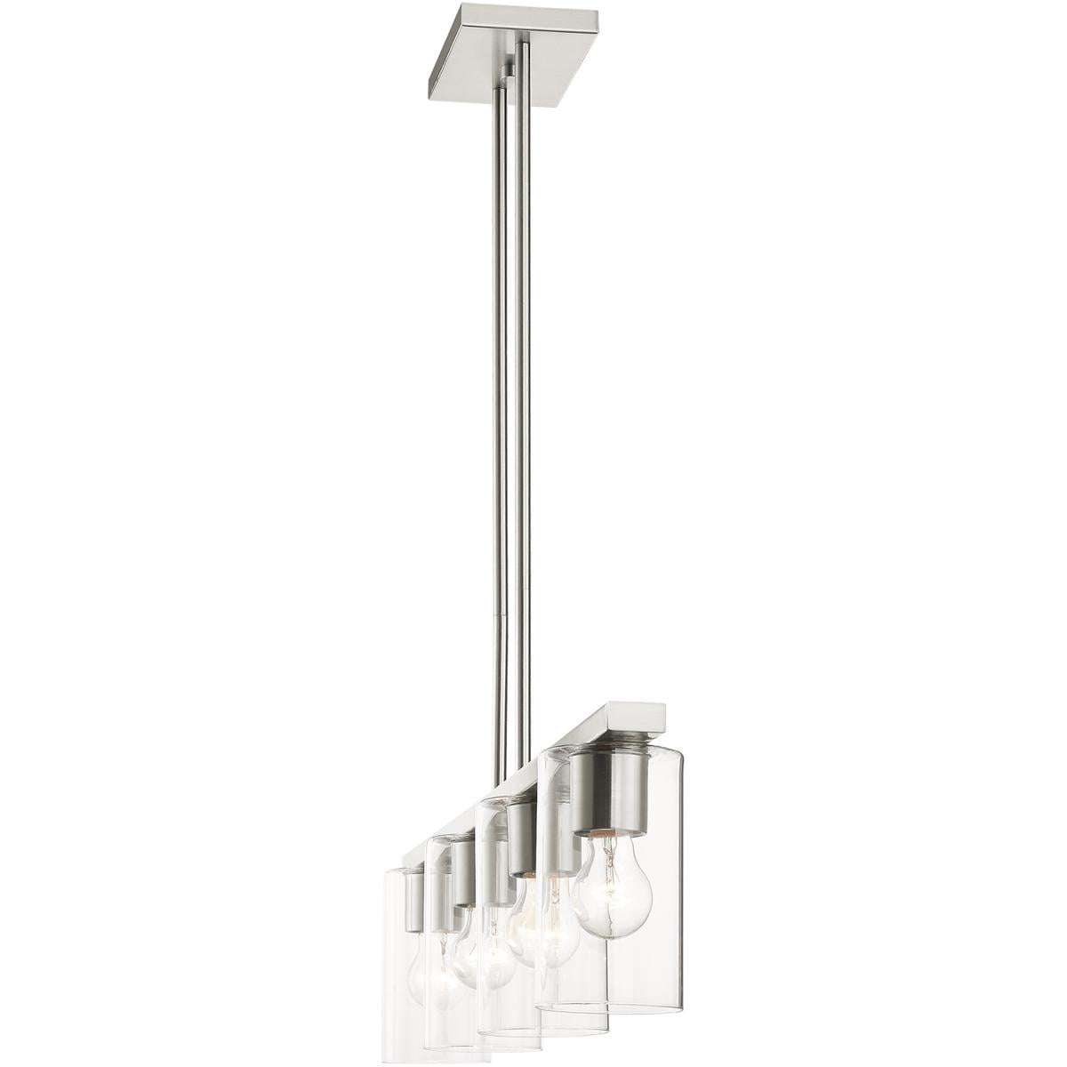 4.5 inch 4 Light Brushed Nickel Chandelier with Clear Glass Shade