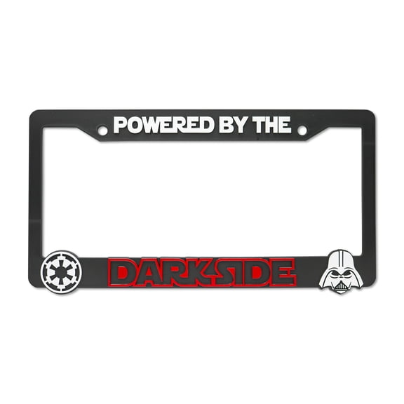 LP Frameworks Powered by The Darkside 3D Raised License Plate Frame | 1 Pack Car License Plate Cover | Universal US Car Black License Plate Holder | Auto Accessories (Car, Truck and SUV)