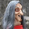 thumbnail image 5 of Máscara de bruja de Halloween de látex con cara de anciano aterrador con peluca, 5 of 5