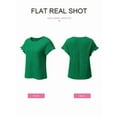 thumbnail image 2 of Womens Summer Tops Crewneck Short Sleeve T Shirts Casual Textured Work Shirt Loose Blouses Green XL, 2 of 5