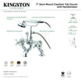 thumbnail image 4 of Kingston Brass CC417T2 Vintage 7" Center Deck-Mount Clawfoot Tub Faucet with Hand Shower, Polished Brass, 4 of 5