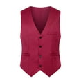 thumbnail image 2 of Blekii Men's Solid Color Wedding Dress Vest Slim Fit Stage Costume - British Leisure Style, Formal Waistcoat - Great for Groom Wedding, Prom Night, Business Formal, Special Event -, 2 of 3