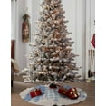 thumbnail image 4 of Blue Christmas Christmas Tree Skirt 36 Inches Large Christmas Skirt Tree, Retro Xmas Blue Snowflake Pine Tree Beige Tree Skirt Christmas Decorations for Fireplace Party Holidays Indoor Outdoor, 4 of 7