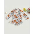 thumbnail image 2 of Bagilaanoe Toddler Baby Girl One-Piece Swimsuit Floral Print Long Sleeve Rashguard Swimwear 3M 6M 12M 18M 24M 3T Kids Ruffle Bathing Suit, 2 of 9