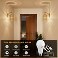 thumbnail image 4 of NookNova Wall Sconces Set of Two, Battery Operated Wall Sconce with Remote, Boho Rattan Wall Lighting with Rechargeable Bulbs, Wireless Swing Arm Woven Lantern Wall Light/Lamp for Bedroom Living Room, 4 of 7