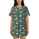 thumbnail image 1 of Fotbe Santa Hat Joy Green Festive Conjunto de Pijama Estampado para Mujer, 2 Piezas, Ropa de Dormir con Camiseta de Manga Corta y Shorts Suaves-4X-Large, 1 of 6