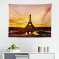 thumbnail image 1 of Eiffel Tower Tapestry, Paris Eiffel Tower Bakery Delicious Croissant Traditional Floral Design, Fabric Wall Hanging Decor for Bedroom Living Room Dorm, 2 Sizes, Pink Dark Brown, by Ambesonne, 1 of 1