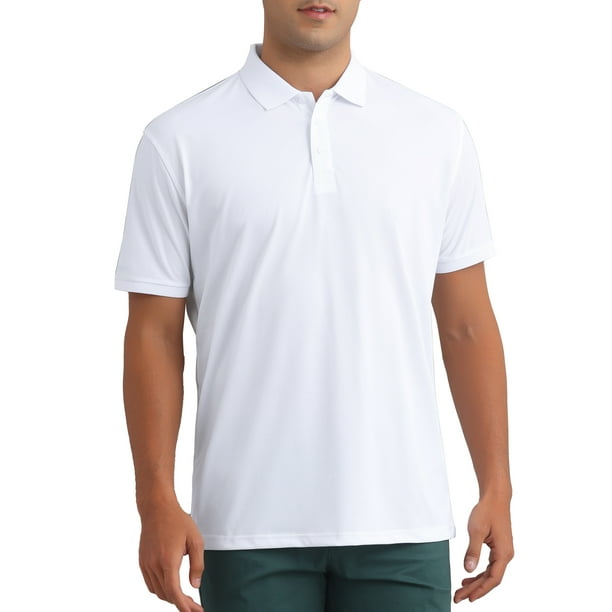 CAMISAS POLO PARA HOMBRE INSPIRE CHIC de manga corta, livianas, de corte regular, casuales para negocios, camisa sólida para golf, 2XL blanca