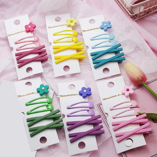 5Pcs/Set Femmes Fleur Croix Givré Côté Cheveux Clip Épingle Barrette Bobby Pin