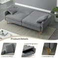 thumbnail image 5 of Furvclv 74.41 Inch Teddy Velvet Sofa Bed Futon Couch Small Lounger Sofa With Separate Adjustment Backrest 2-Seat Tufted Couch For Living Room Bedroom Office Apartment, 5 of 9