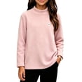 thumbnail image 2 of Big Girls Cute Undershirts Mock Neck Printed Fleece Pullover Drop Shoulder Warm Casual Fall Winter Outfits Pink 11-12Years, 2 of 5