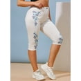 thumbnail image 3 of Rosegal Women's Plus Size Flower 3D Print Capri Jeggings, 3 of 5