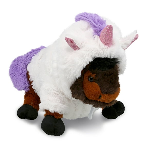 DolliBu Wild Small Buffalo Unicorn Plush Stuffed Animal Toy - Super Soft Buffalocorn Dress Up with Removable Plush Unicorn Outfit, Cute Fantasy Wildlife Gift - 9.5 Inches
