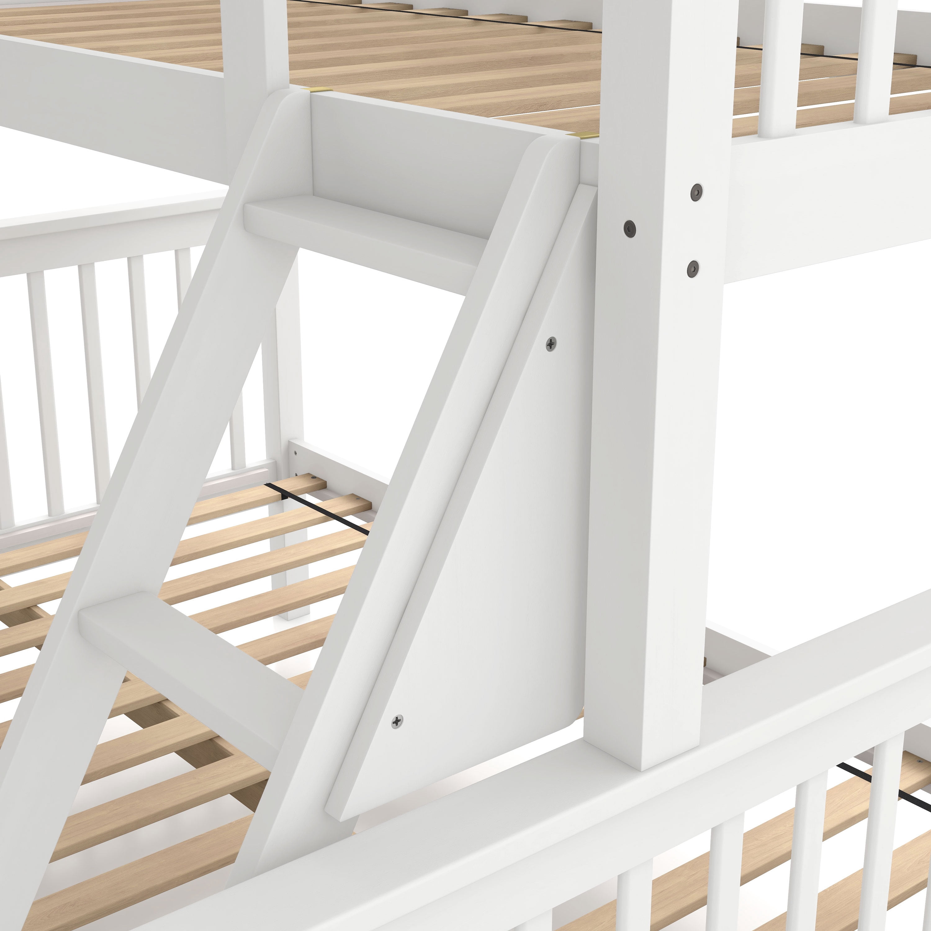 Furniture of America Aida Twin over Full Kids Wood White Bunk Bed with Ladder