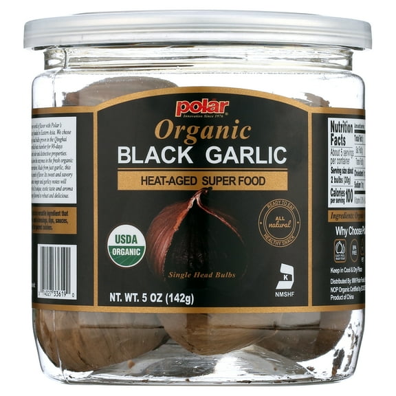 MW Polar Organic Black Garlic Naturally Cured Whole Bulbs, 5 oz Jar