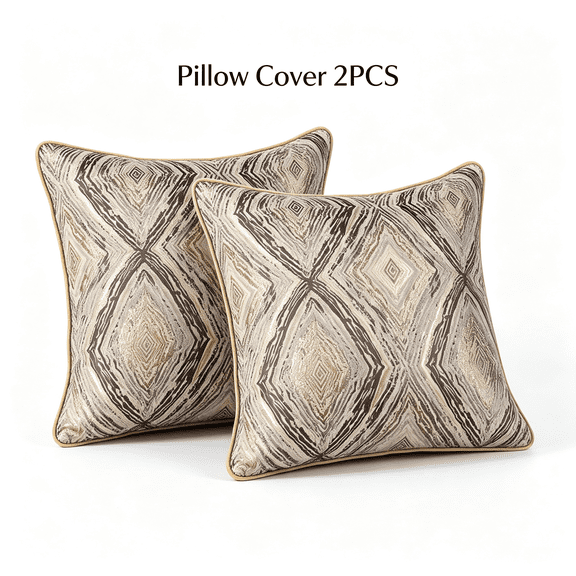 YuanLu 2PCS Throw Pillow Covers 18x18 Inch, Decorative Jacquard Cushion Cases for Couch Bed Sofa