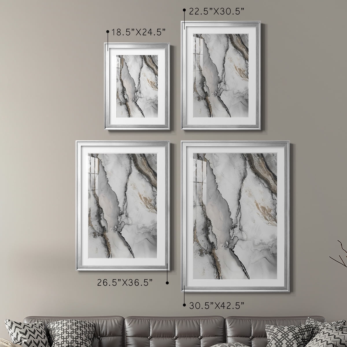 Wexford Home Abstract Ink Fantasy I Premium Framed Print, 22.5" x 30.5" - Ready to Hang, Silver (Set of 2)