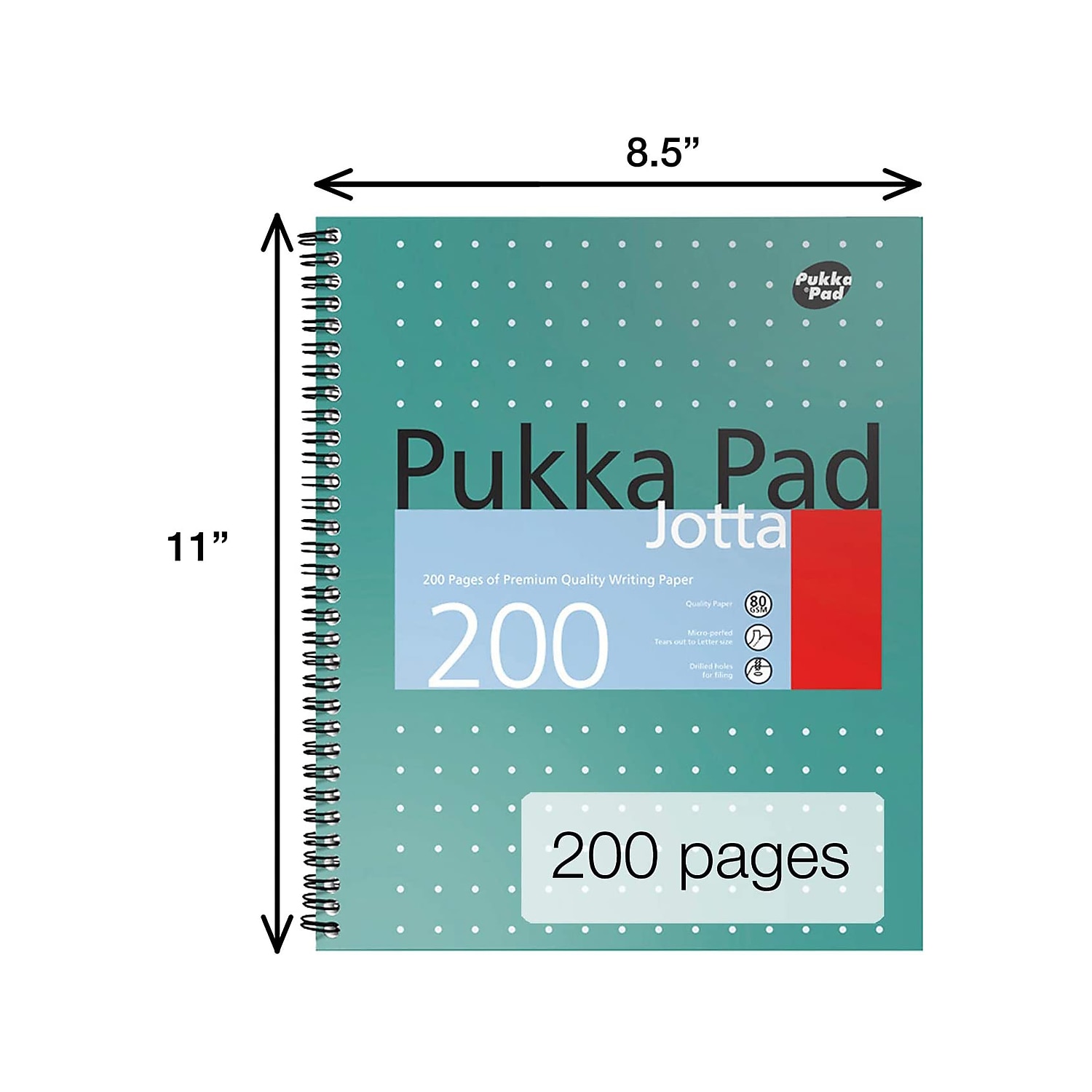 Pukka Pad Metallic Jotta Professional Notebooks 8.5" x 11" College Ruled 100 Sheets Green 3/Pack