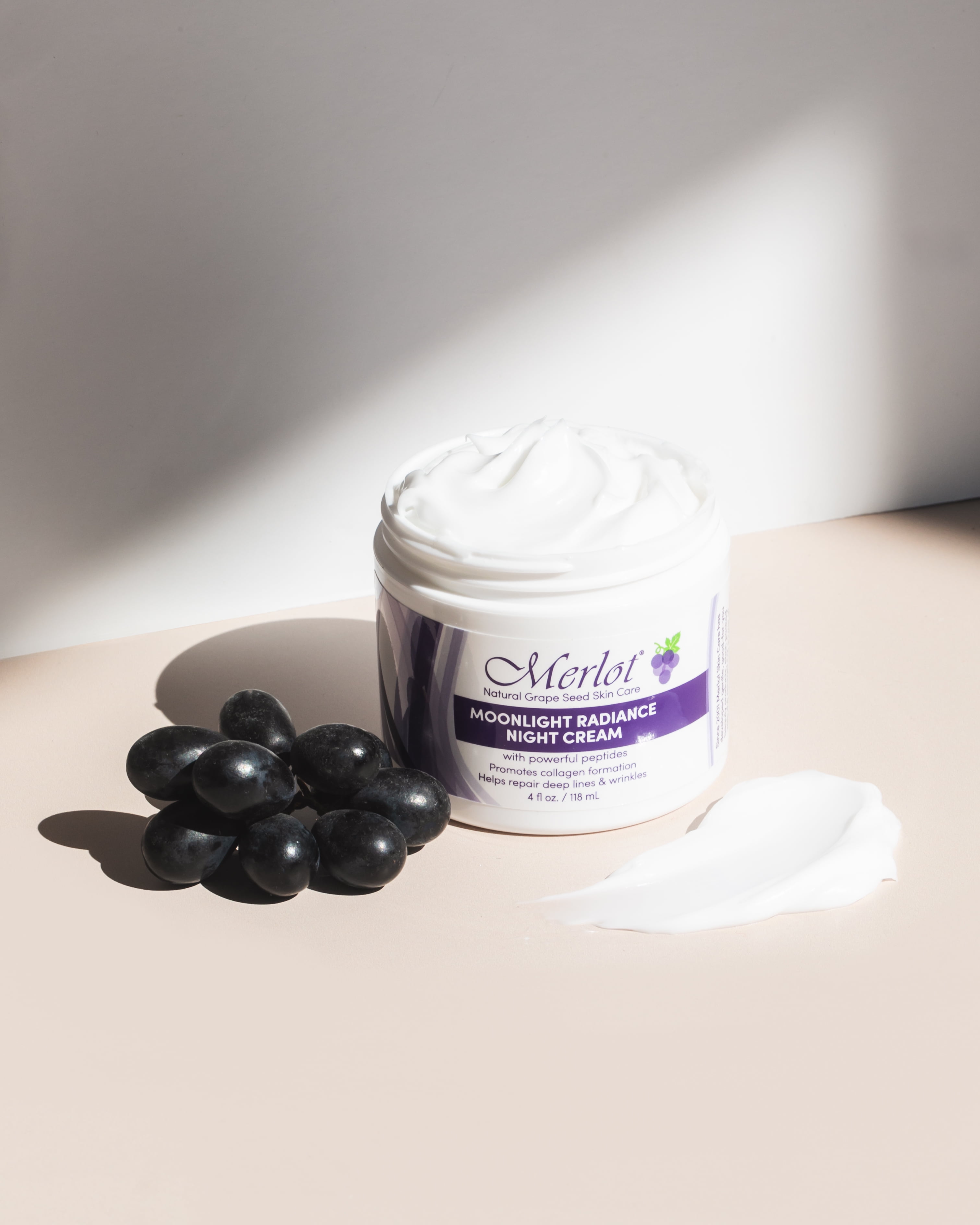 Merlot Moonlight Radiance Night Cream, 4 oz, lock in moisture overnight