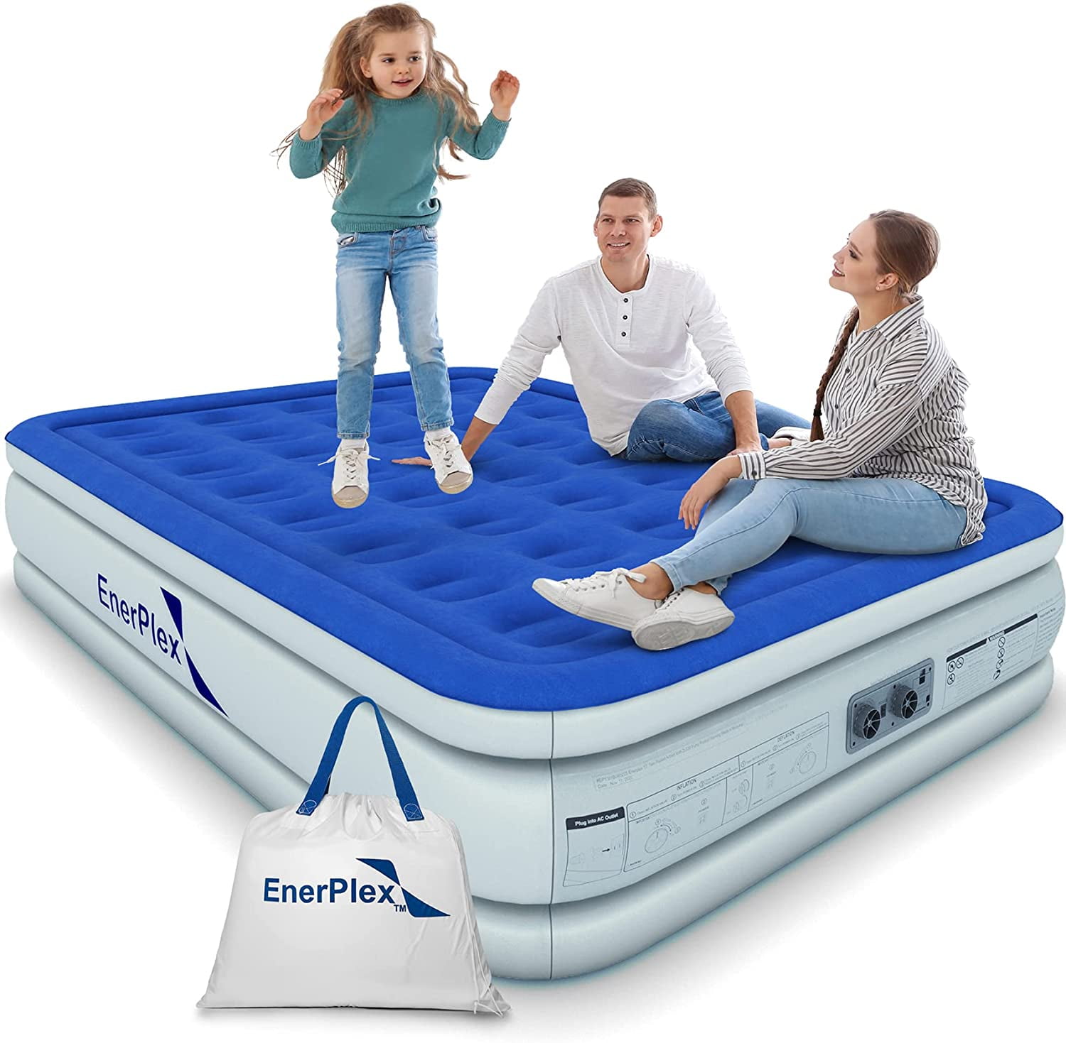 Air bed inflatable flocked and for children jump up c boys blue 