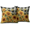 thumbnail image 2 of Sunflower Pillow Covers 18x18 Set of 2 Yellow Floral Butterfly Spring Summer Buffalo Plaid Outdoor Decorative Throw Pillows Farmhouse Pillowcases Linen Cushion Case Decor for Home Sofa Couch Bed, 2 of 6