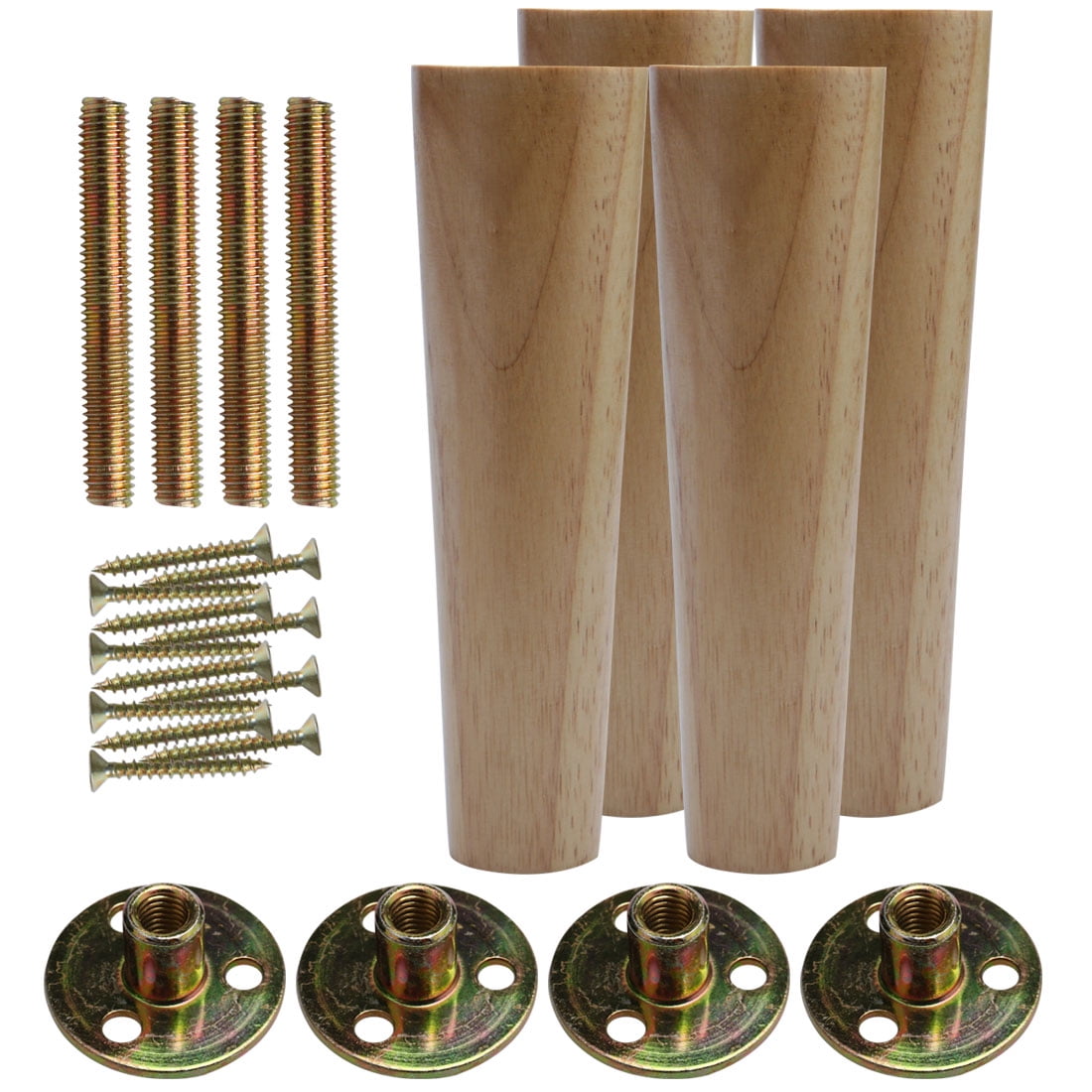 2/" Round Solid Wood Furniture Leg M8 x 0.71 Inch Bolt Chair Cabinet Feet