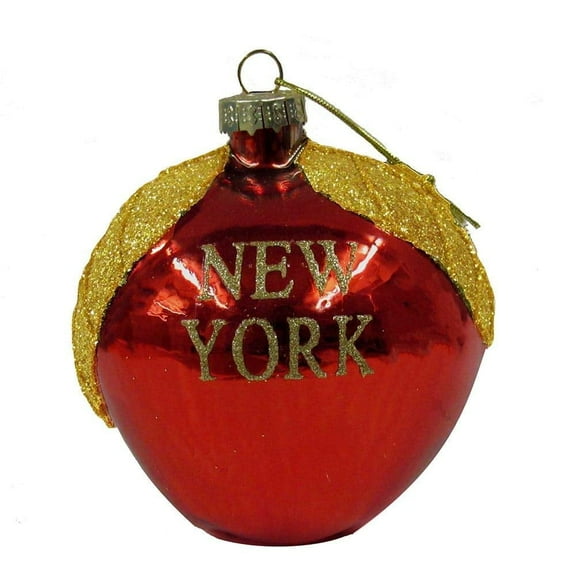 Kurt Adler “New York” Glass Apple Christmas Ornament – NYC Souvenir Décor