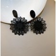 thumbnail image 2 of Pendientes de plata 925 con forma de flor negra Mori exagerada coreana, pendientes elegantes y súper femeninos para mujer, 2 of 2