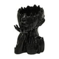 thumbnail image 1 of Maceta de resina para jardín, diseño de cabeza de florero, decorativa, con forma de cara Negro, 1 of 9