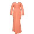 thumbnail image 3 of MAWCLOS Robes Maxi pour Femmes Grande Taille Longue Robe Col en V Décontractée Ample Vacances Manche Rouge 5TG, 3 of 3