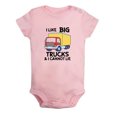 

iDzn I Like Big Trucks and I cannot Lie Funny Rompers For Babies Newborn Baby Unisex Bodysuits Infant Jumpsuits Toddler 0-12 Months Kids One-Piece Oufits (Pink 18-24 Months)