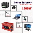 thumbnail image 4 of 750W 1500W Peak Modified Sine Wave Power Inverter DC 12V to AC 110V Converter with 2AC+2USB, LCD Display for Car, RV, Camping & Home Backup Red, 4 of 10