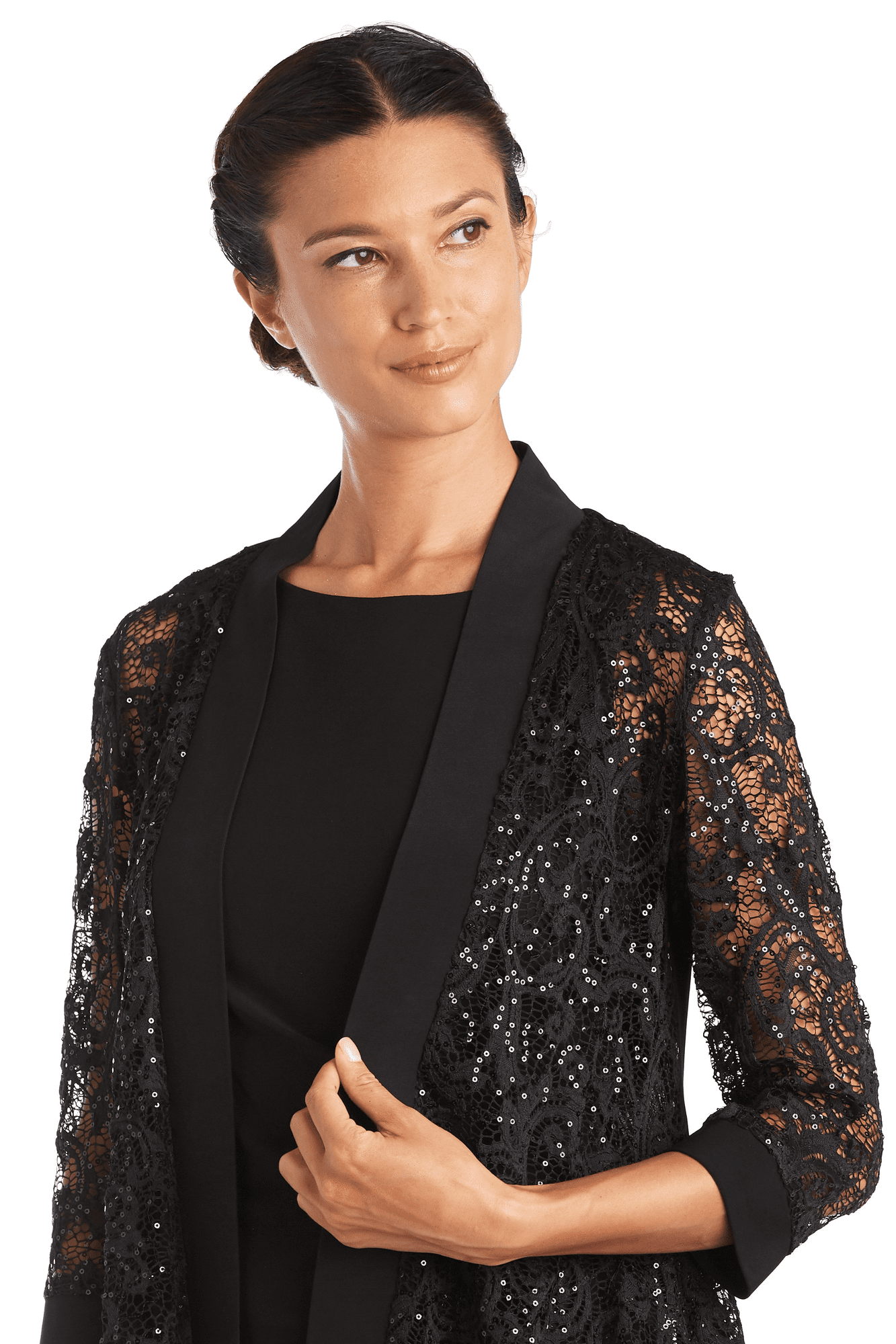 Lace Jacket with Sheer Sleeves 