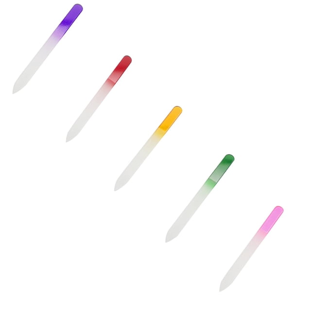 5/4/3/2/1pcs Glass Nail File with Plastic Sleeve Gradient Rainbow Color for Acrylic Nail Emery Boards & Buffer Double Sided Finger Nail Files Manicure Nail Care Tool for Women