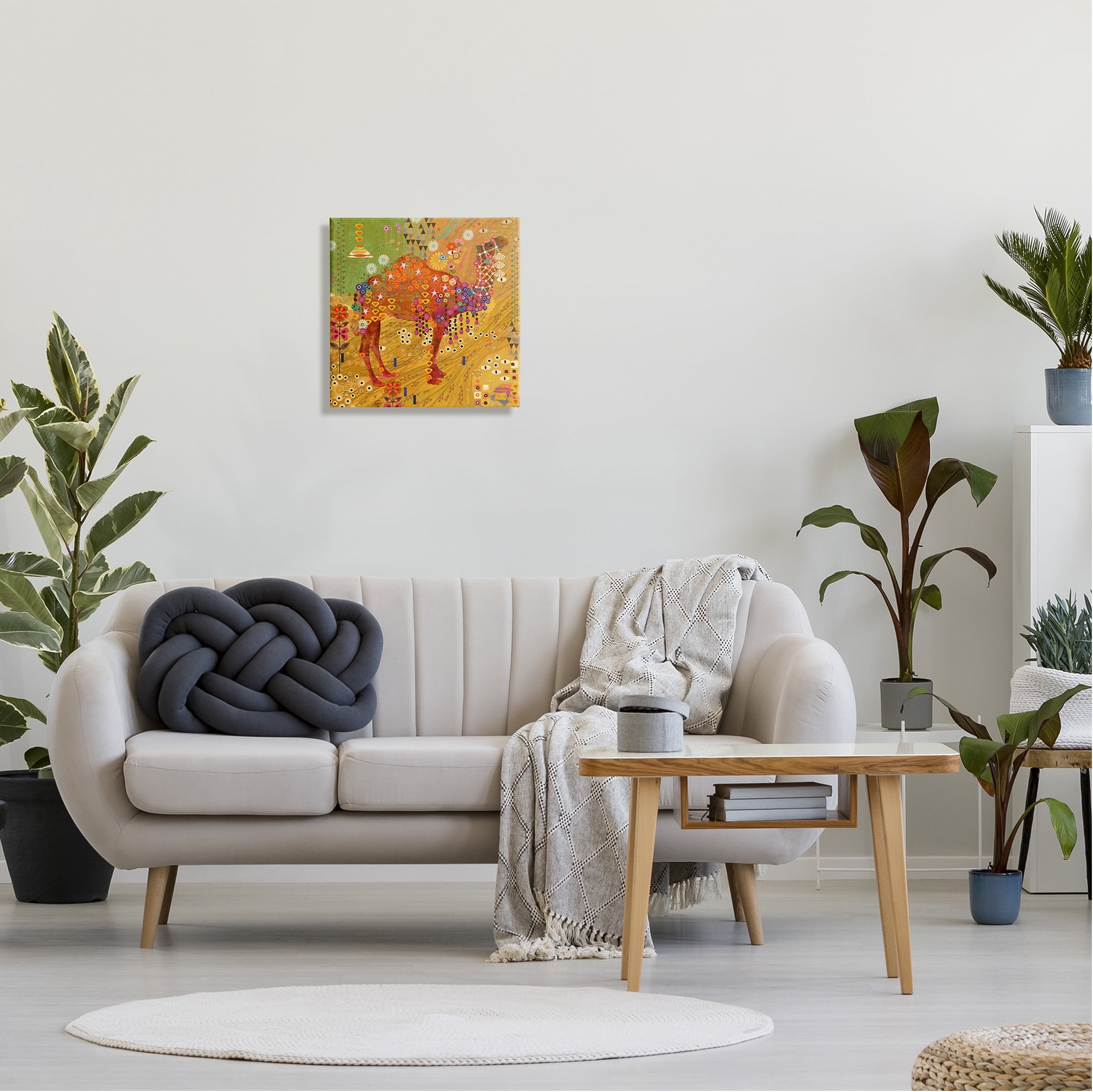 Stupell Industries Boho Patterned Camel Animals & Insects Painting Gallery Wrapped Canvas Art Print Wall Art, 17 x 17