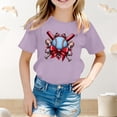 thumbnail image 2 of NAFUU Girls T Shirts Summer Girl's Baseball Graphic Blouse Short Sleeve O-Neck Casual Top Loose Fit Comfortable Playwear Lovely Blouses For Girl 10-11 Years, 2 of 6