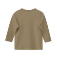 thumbnail image 4 of ZACPNCV Kids Three-Quarter Sleeve Shirts Crewneck Solid Color Pullover Basic Tees Daily Tees Blouses Spring Summer Clothes Khaki 4-5 Years, 4 of 5