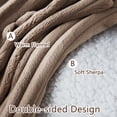 thumbnail image 2 of FariOnly Sherpa Throw Blanket Soft Cozy Fuzzy Bed Blanket, 60"x 50" Double Layer Brown Blanket for Couch, Striped Decorative Blanket for Sofa, 2 of 6